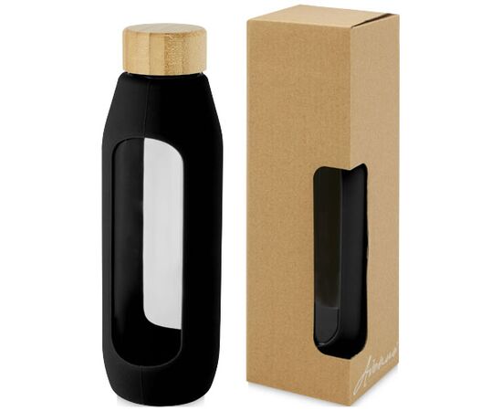 Tidan 600 ml borosilicate glass bottle with silicone grip Black - Unbranded 10066690