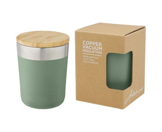 Lagan koperen vacuüm geïsoleerde roestvrijstalen beker van 330 ml met bamboe deksel Heather groen - Unbranded 10067062