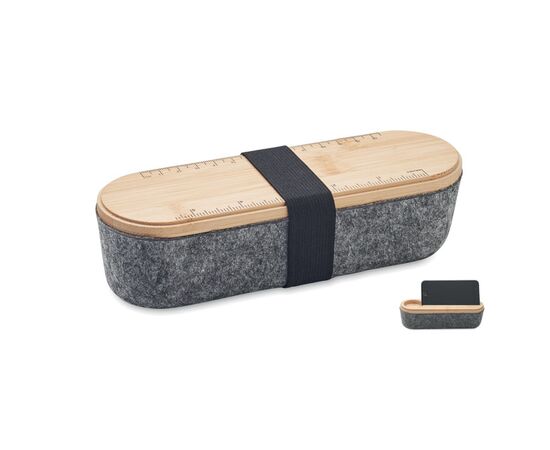 RPET vilten etui met deksel Hout -  MO2114-40