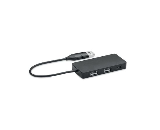 Aluminium USB hub 3 poorten Zwart -  MO2142-03