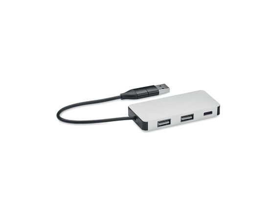 3 port USB hub with 20cm cable Silver -  MO2142-14