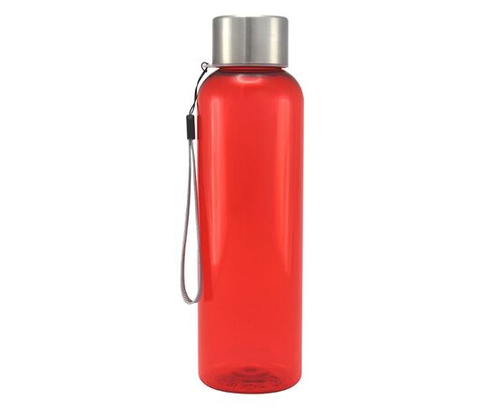 Tritan drinkfles 650 ml met RVS dop Transparant rood - MultiGift Green 802625