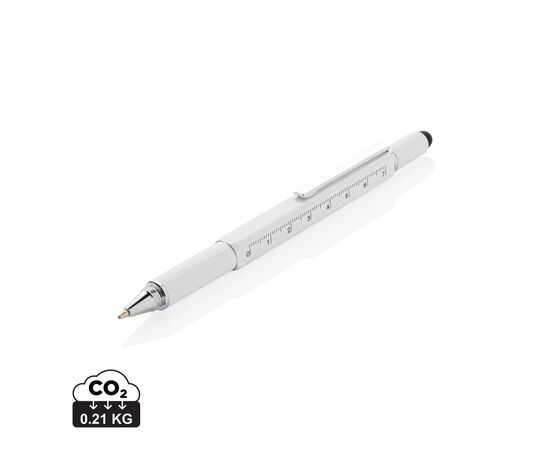 Stylo outil 5 en 1 en aluminium Blanc - XD Collection P221.553
