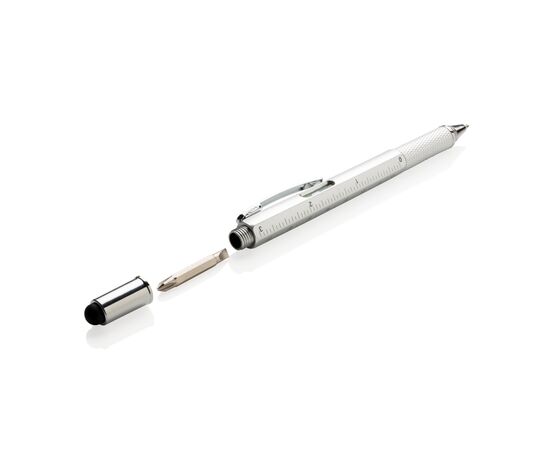 5-in-1 ABS toolpen Grijs, Zwart - XD Collection P221.562
