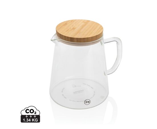 Carafe d'eau 1,2L en verre avec couvercle en bambou Ukiyo Transparent - Ukiyo P264.060