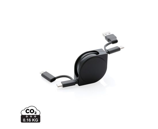 RCS standard recycled plastic and TPE 6-in-1 cable Black - XD Collection P302.661
