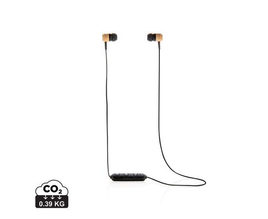 Ecouteurs sans fil en bambou Marron, Noir - XD Collection P329.109