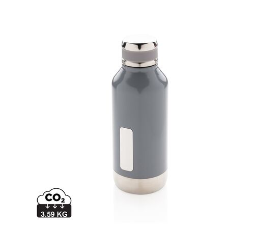 Leak proof vacuum bottle with logo plate Grey - XD Collection P436.672
