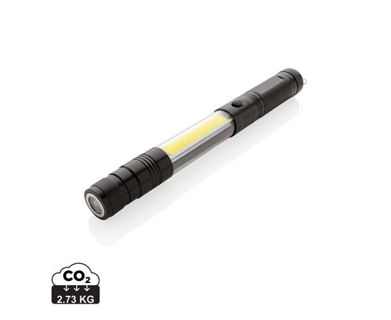 Uitschuifbare zaklamp met COB Zwart - XD Collection P513.891