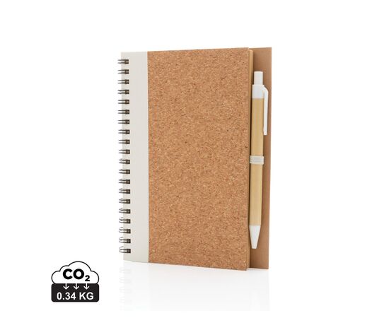 Kork Spiral-Notizbuch mit Stift Weiß - XD Collection P774.273