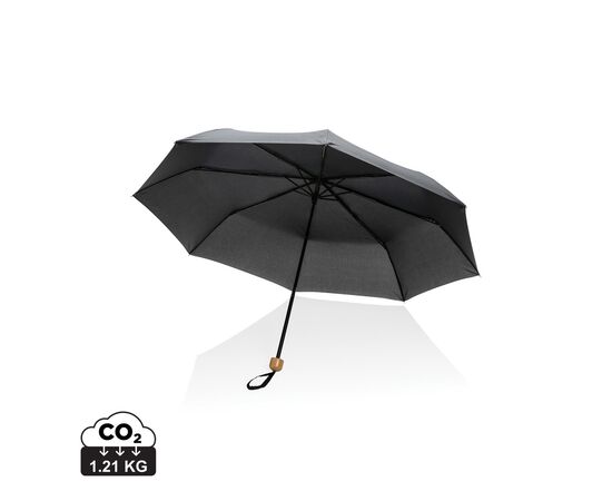 20.5" Impact AWARE™ RPET 190T pongee bamboe miniparaplu Zwart - XD Collection P850.571