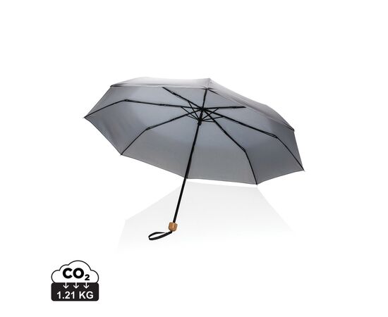 20.5" Impact AWARE™ RPET 190T pongee bamboe miniparaplu Antraciet - XD Collection P850.572