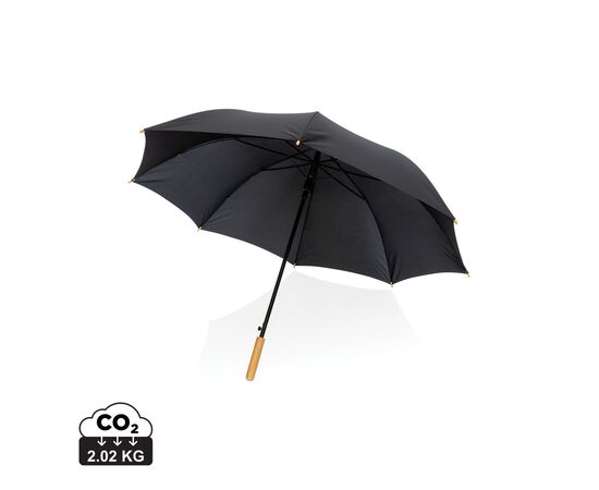 27" Impact AWARE™ RPET 190T auto open bamboe paraplu Zwart - XD Collection P850.661