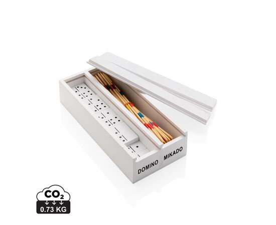 Jeu de mikado/domino en boîte en bois Blanc - XD Collection P940.073