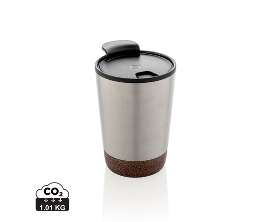 GRS gerecycled PP en roestvrijstalen kurk koffiebeker Zilver - XD Collection P435.072