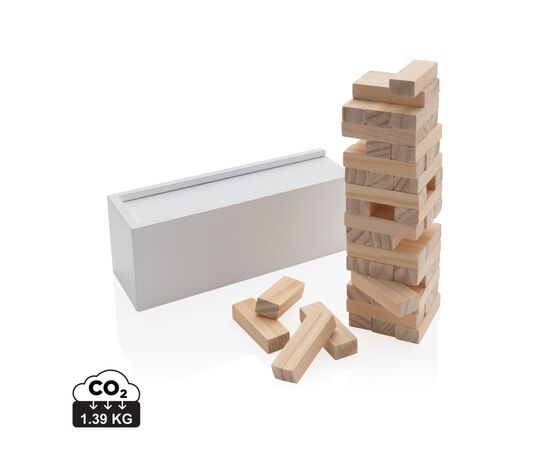 Deluxe houten tuimeltoren stapelspel Wit - XD Collection P940.163