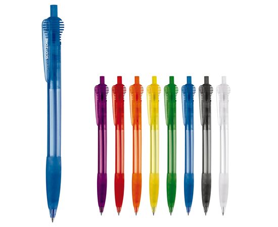 Cosmo ball pen transparent rubber round clip Transparent blue -  LT87624-N0411