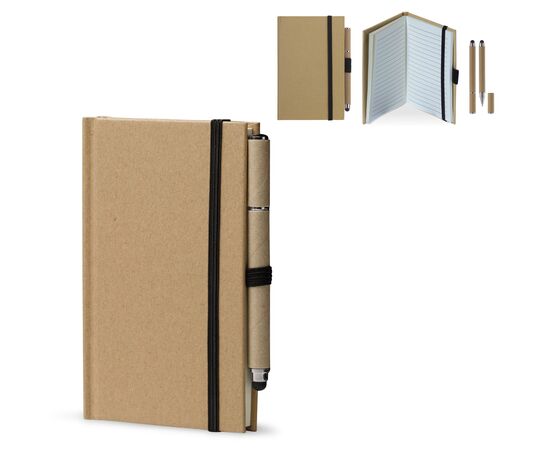 Notitieboek karton A6 + balpen stylus Bruin -  LT90839-N0051