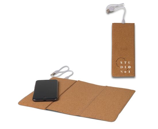 Tapis de souris en liège avec chargeur sans fil 5W Nature -  LT91079-N0094