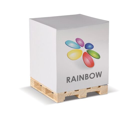 Cube pad white + wooden pallet 10x10x10cm White - empty LT91805-N0001