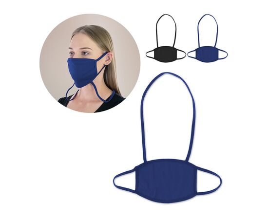Reusable face mask with neck strap Made in Europe Black -  LT93958-N0002