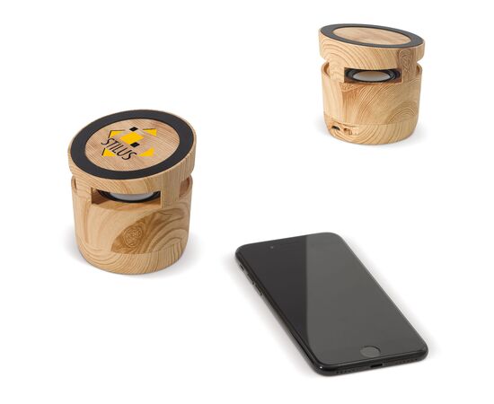 Enceinte 3W et Chargeur sans fil 5W en bois Bois, Bois -  LT95093-N9393