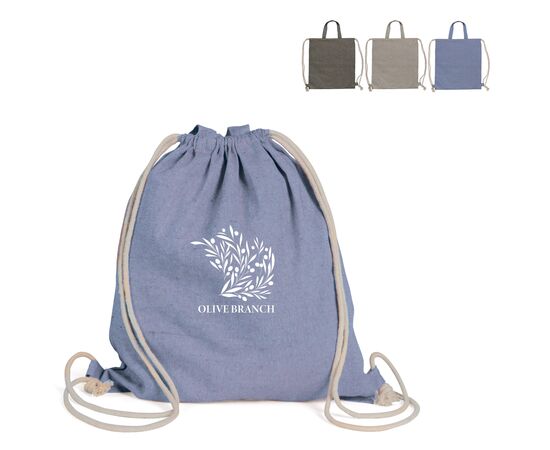 Drawstring rugzak gerecycled katoen 140g/m² 38x42cm Licht grijs -  LT95228-N0062