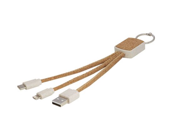 Câble de charge 3-en-1 Bates en paille de blé et liège Naturel - Unbranded 12429406