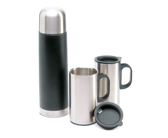 Insulation flask with 2 mugs Black -  KC2694-03