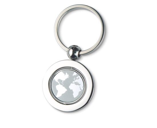 Schlüsselring , Weltkarte Silber -  KC6297-14
