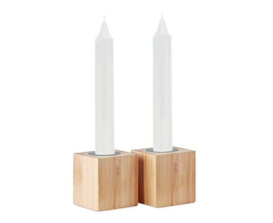 2 candles and bamboo holders Wood -  MO6320-40
