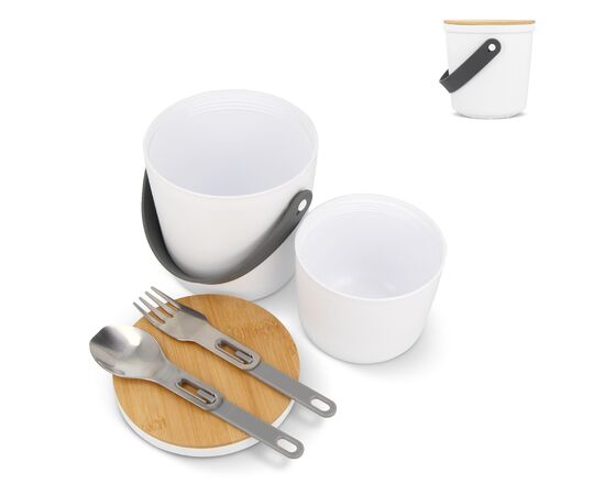Lunch Containers R-PP &amp; Bamboo White -  LT90417-N0001