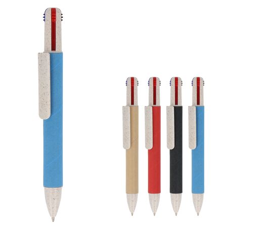 Papierkugelchreiber mit 4 Schreibfarben Blau -  LT87256-N0011