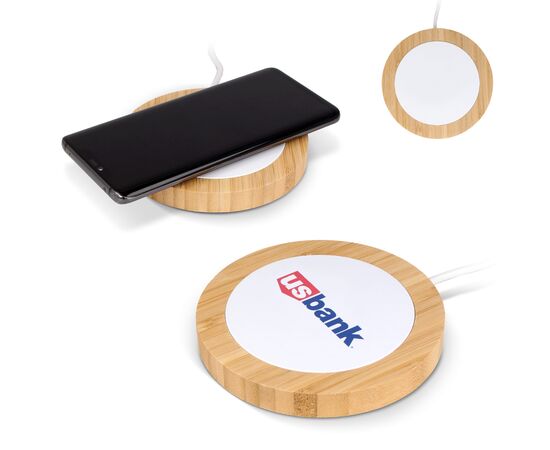 Wireless charger bamboo &amp; RABS 15W White, Nature - empty LT95554-N0194