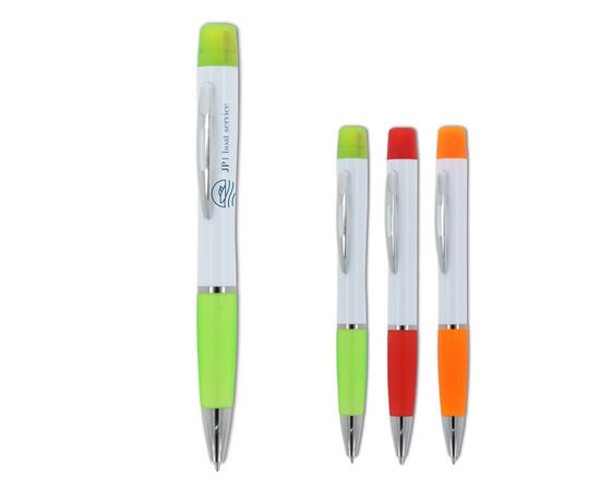 Balpen Hawaii met driekleurige tekstmarker Wit, Zwart -  LT81253-N0102