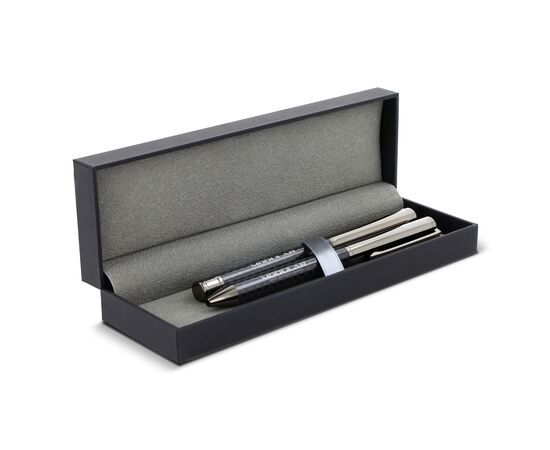 Metal ball pen and roller ball pen set in gift box Dark gun metal -  LT82153-N0035