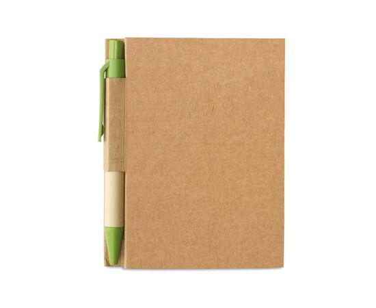 Notitieblok en gerecyclede pen Limoen -  MO7626-48