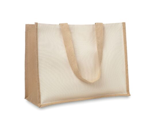 Jute and canvas shopping bag Beige -  MO8967-13