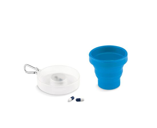 Tasse pliable avec pilulier Bleu -  MO9196-04