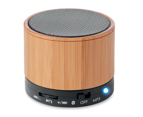 Round Bamboo wireless speaker Black -  MO9608-03