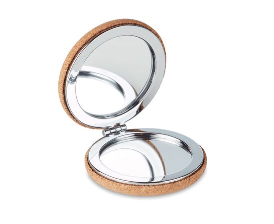 Pocket mirror with cork cover Beige -  MO9799-13