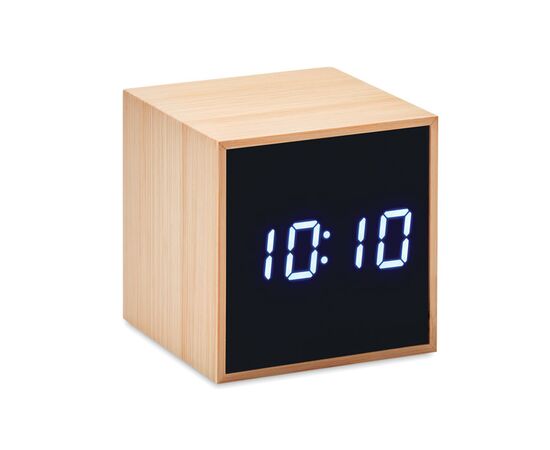 LED alarm clock bamboo casing Wood -  MO9922-40