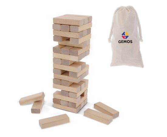 Houten toren spel in katoenen etui Hout -  LT90776-N0093 Houten toren spel in katoenen etui Hout -  LT90776-N0093
