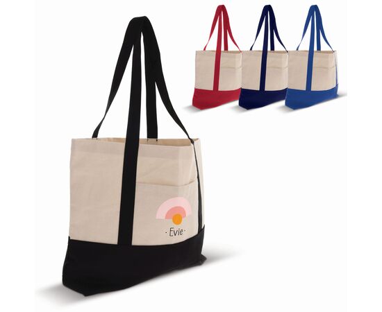 Sac de plage toile de coton OEKO-TEX® 280g/m² 42x10x30cm Noir -  LT95247-N0002