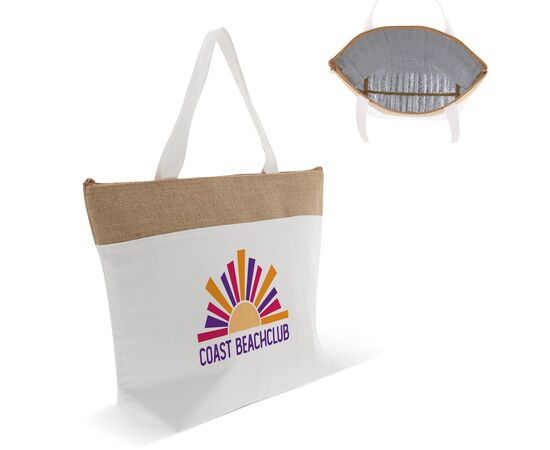 Beach cooler bag cotton/jute 42x10x30cm Ecru -  LT95267-N0054