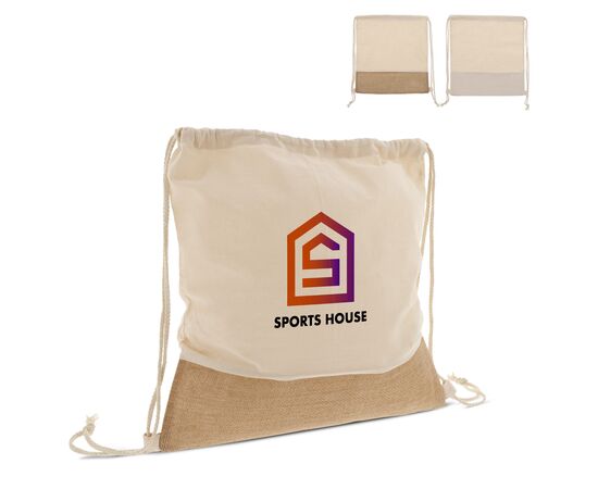 Rucksackbeutel Jute mit Baumwollschnüren 38x41cm Ecru -  LT95270-N0054