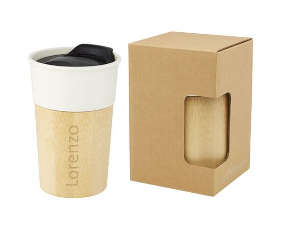 Tasse Pereira de 320 ml en porcelaine avec paroi extérieure en bambou Blanc cassé - Unbranded 10064502