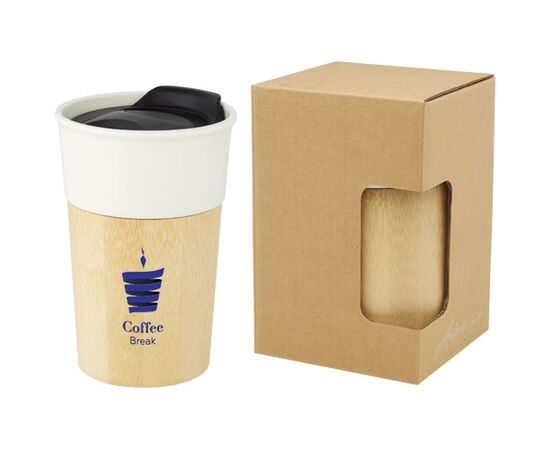 Tasse Pereira de 320 ml en porcelaine avec paroi extérieure en bambou Blanc cassé - Unbranded 10064502