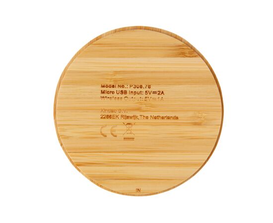 Bamboo 5W Wireless Charger Beige - XD Collection P308.769