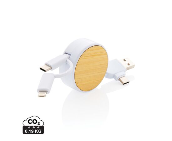 Ontario ausziehb. 6-in-1 Kabel aus RCS recyceltem Kunststoff Weiß - XD Collection P302.373